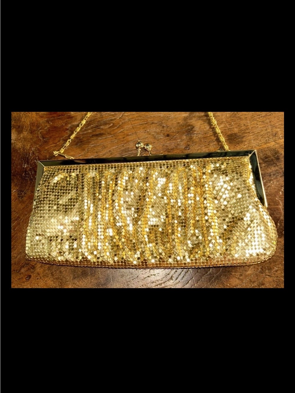 Gold Sequin Evening Clutch with Chain Strap From Dillards